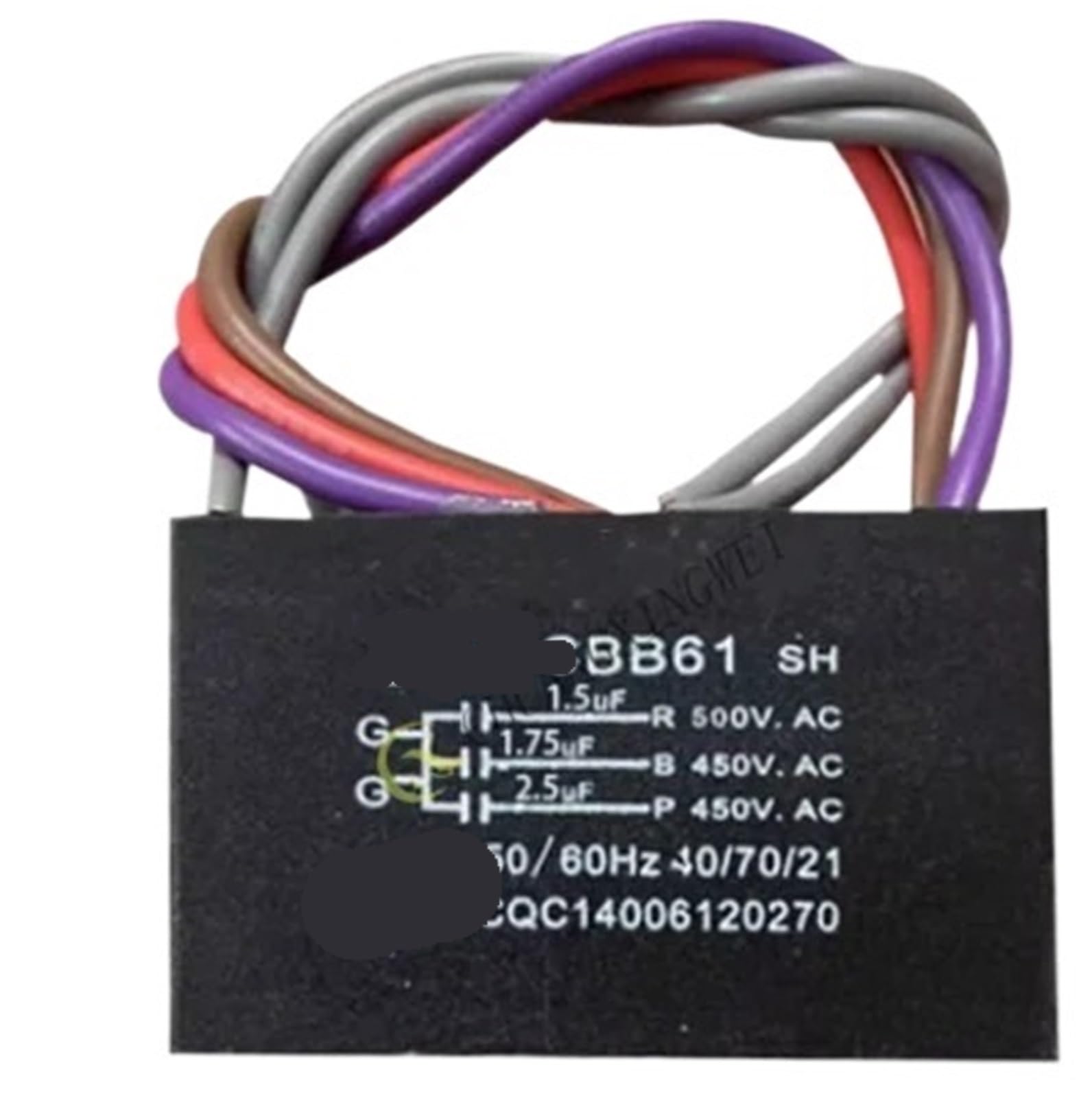 Ventilador de techo CBB61 con controlador de velocidad de luz y condensador de arranque del motor, 2 + 2,5 + 4,5 UF, 1,5 UF, 2 UF, 3 U, 450 V, 5 cables, BR(1.5UF 1UF 2UF)