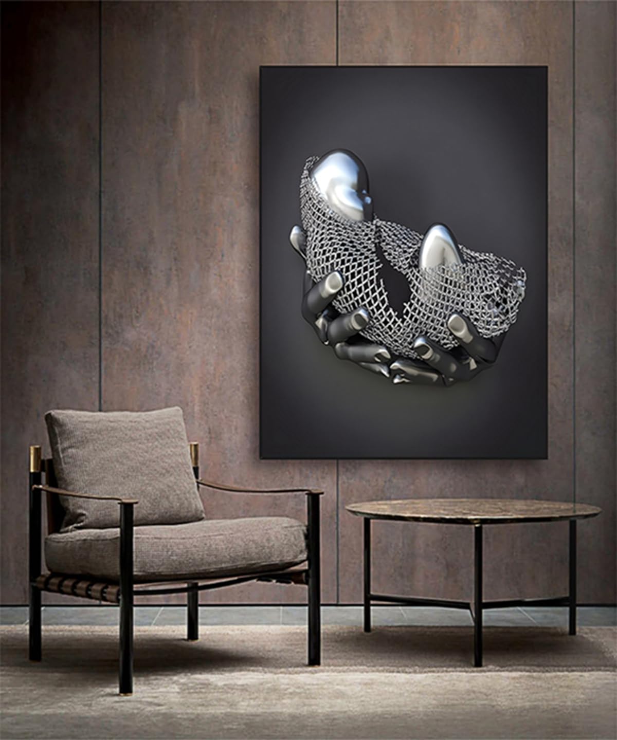JNAOZI 3D Lovers Sculpture Metal Figure Statue Canvas Painting Love Hug Poster Abstract Canvas - Image 4