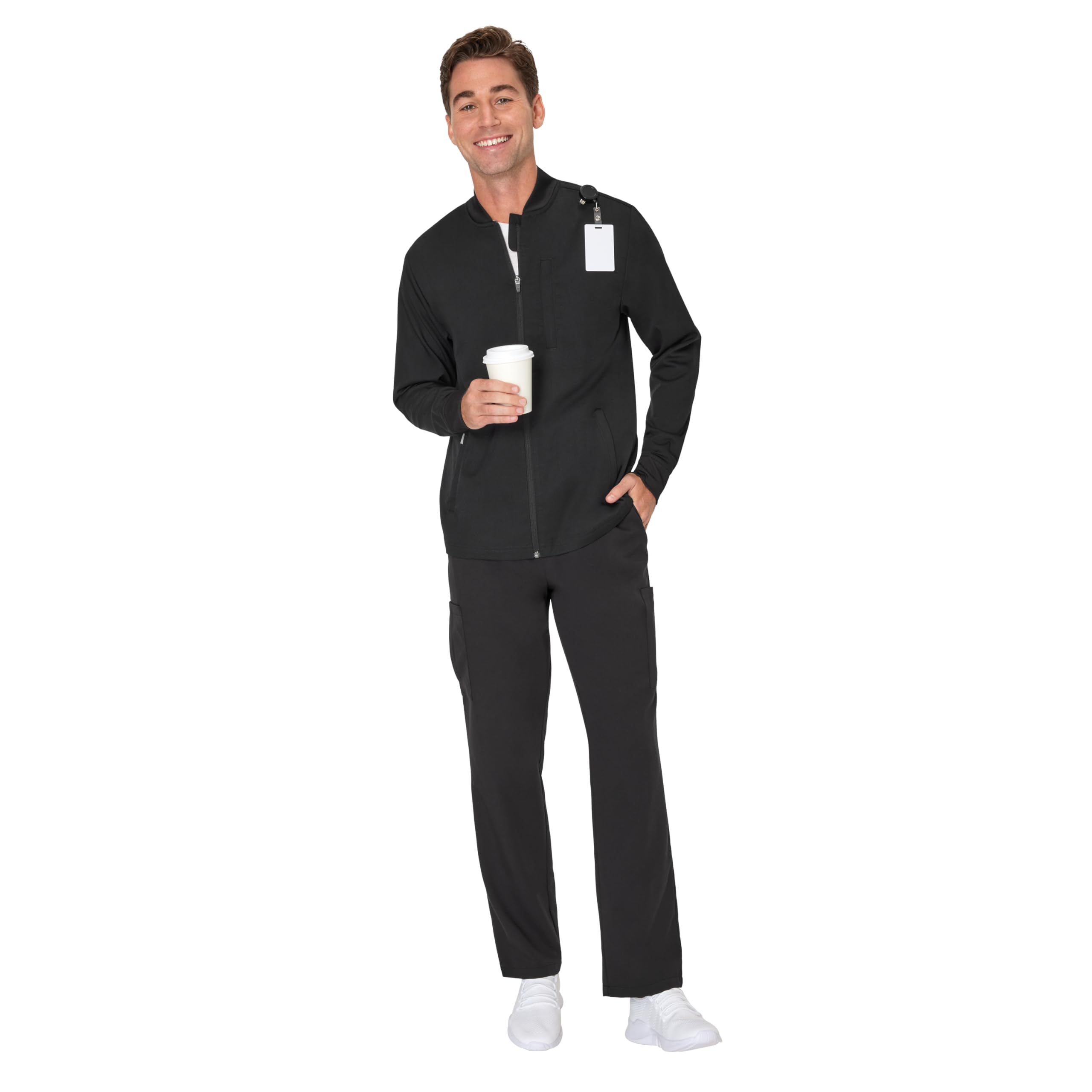 Hanes Scrubs Healthcare Jacket, Zip-up Scrub Jacket For Men, Moisture-wicking & Odor Control Scrubs Healthcare - Giacca da uomo, con cerniera, traspirante, anti-odore Uomo (Pacco da 1)