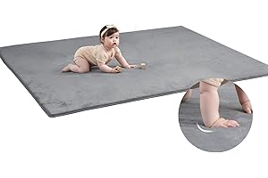 Memory Foam Baby Play Mat, Large Velvet Crawling Mat for Floor