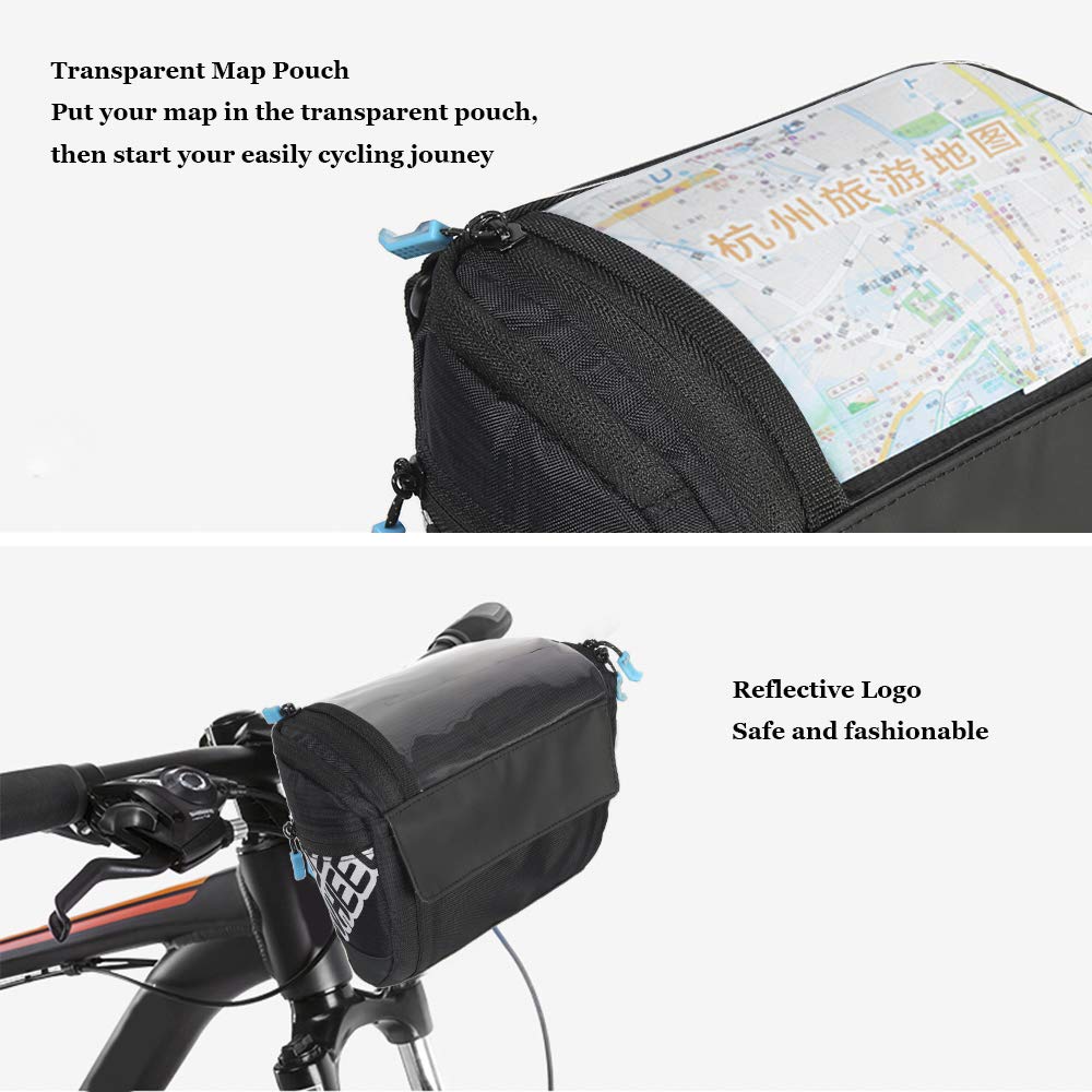 Lixada Sacoche De Guidon Vélo - 3 Litres, Rigide EVA, Étanche, Dégrappage Rapide - Avec Bandeoulière, Pour VTT, Route, Scooter Électrique - 18,5 X 12,5 X 25,5 Cm