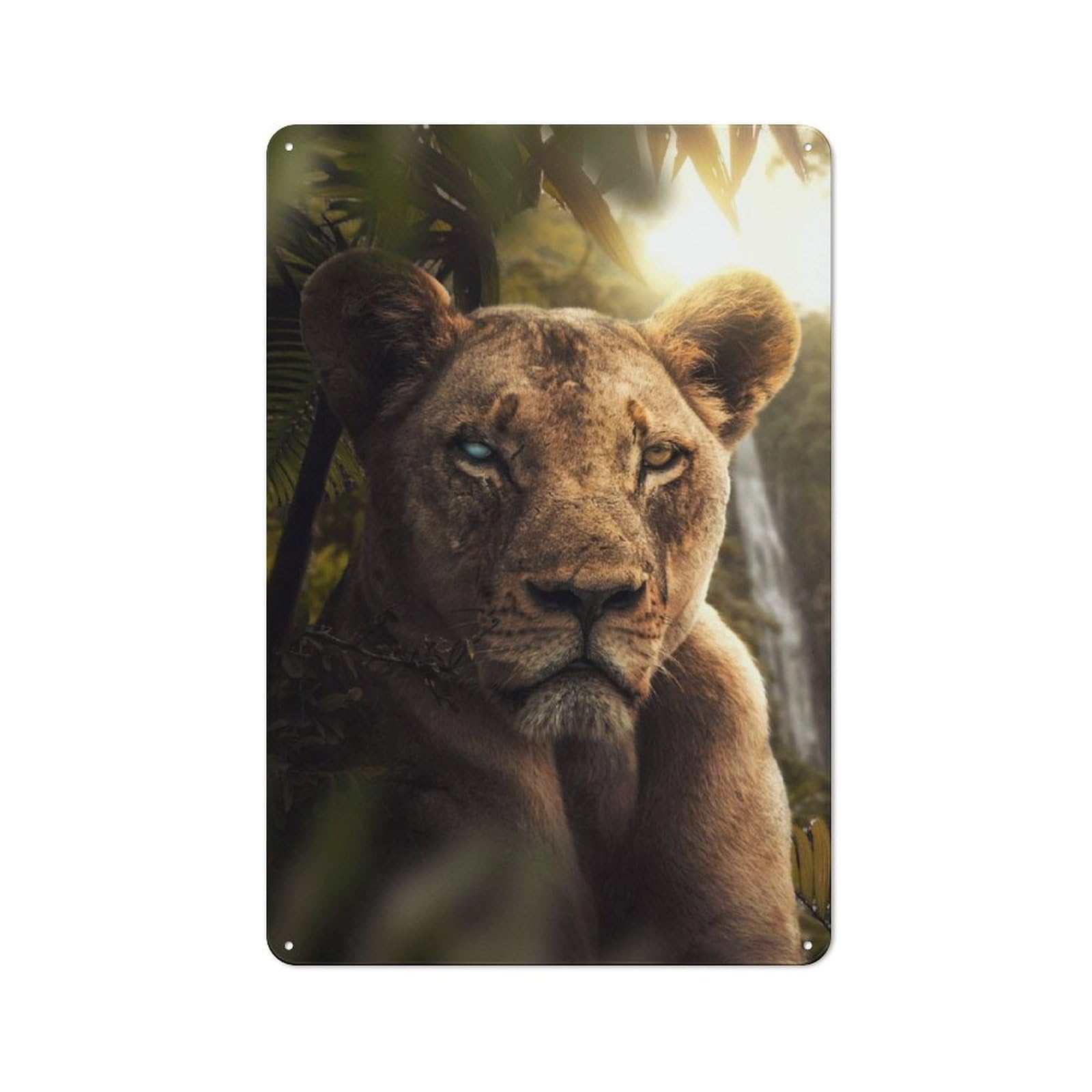 Junmoney Blind Lioness Decorative Tin Sign 30X20cm, Old Fashioned Vintage Wall Decor For Lounge, Study, Pub Or Wall Gallery