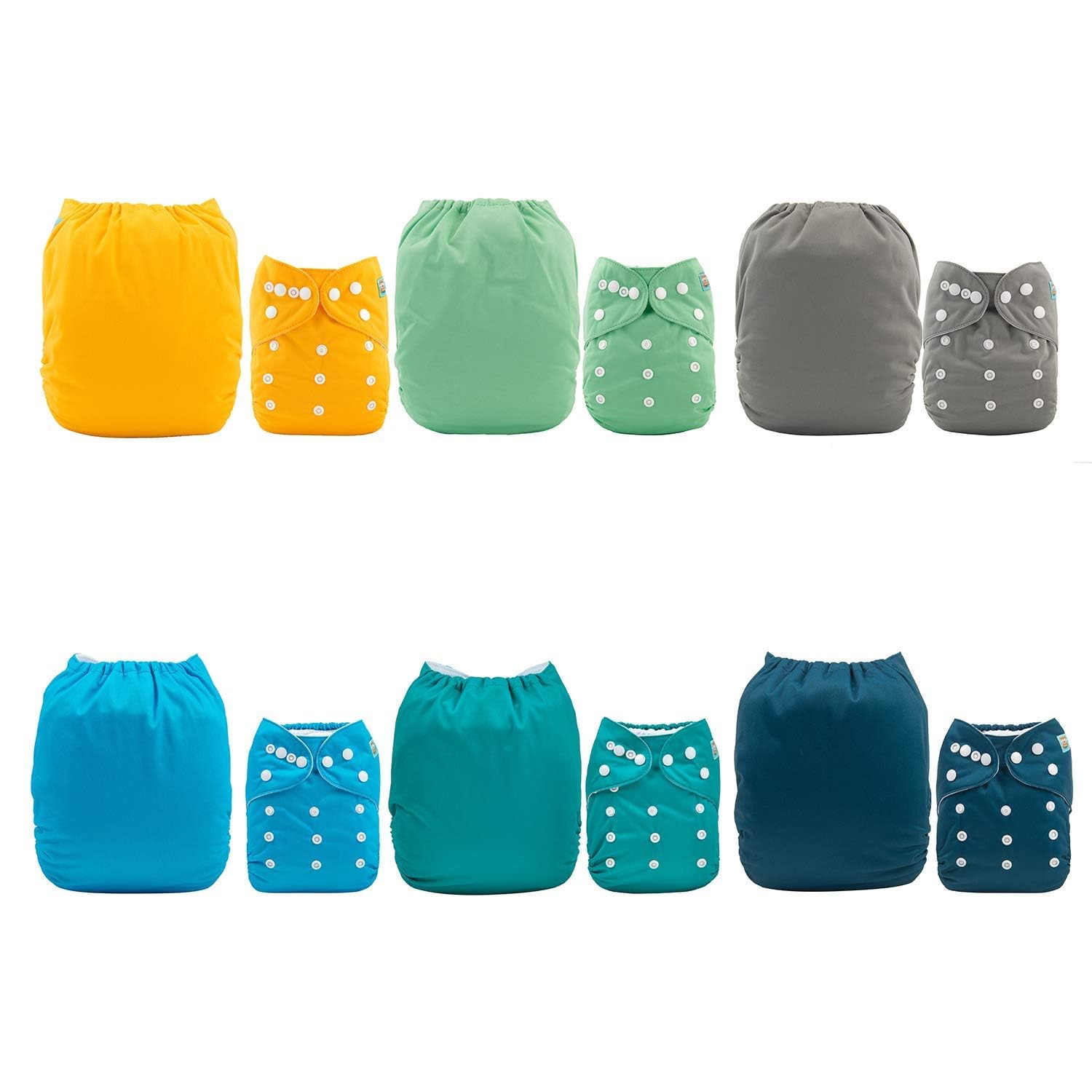 ALVABABY Baby Cloth Diaper 6 Pack with 12 Inserts One Size Cloth Diaper Covers Adjustable Washable Reusable for Baby Girls and Boys
