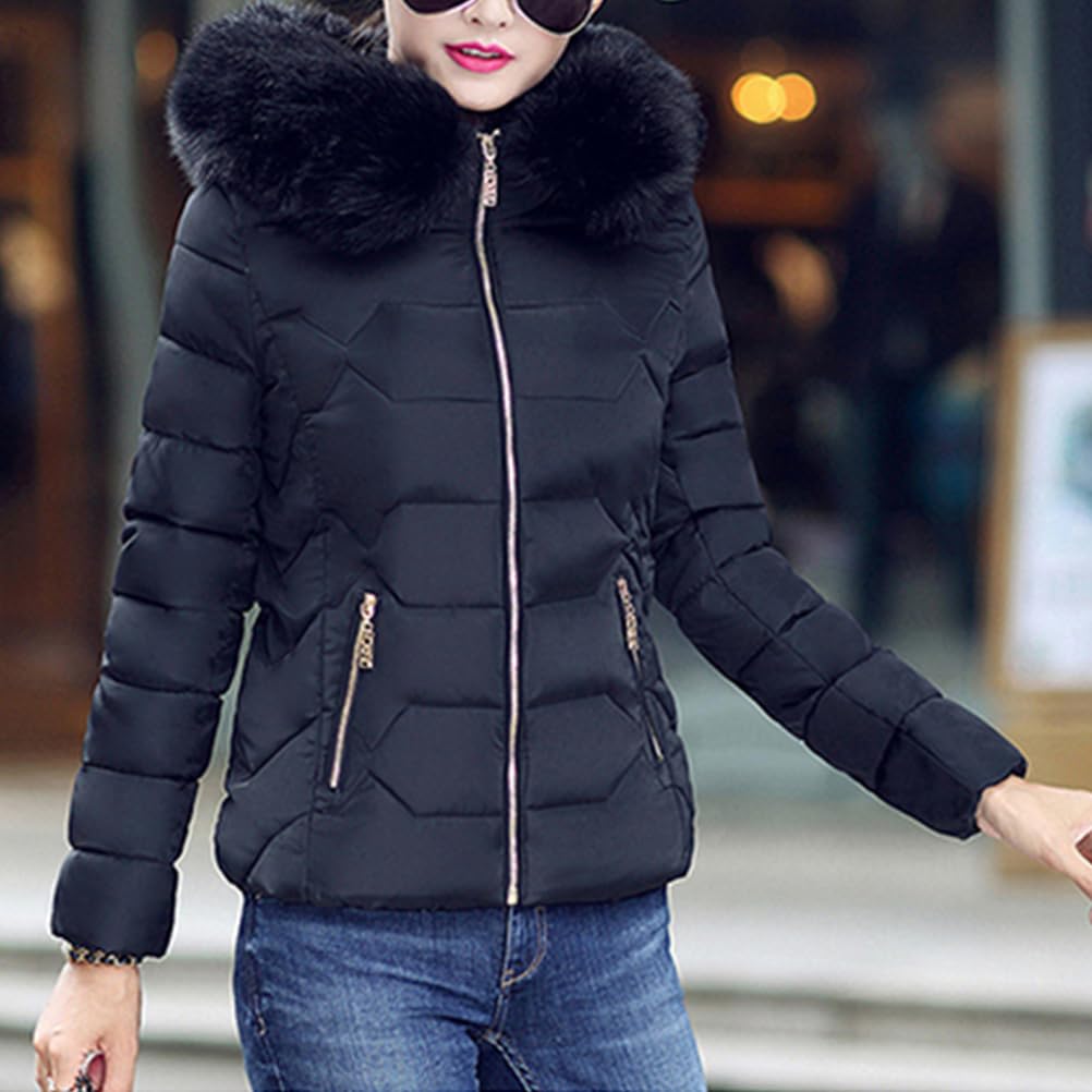 Onsoyours Piumino Invernale da Donna Leggero Caldo Giacca Trapuntato Antivento Giubbotto Corto Slim Fit Maniche Lungo Giacca Parka Piumini Cappotto con Cappuccio