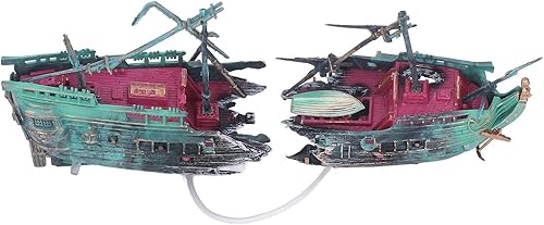 Decoraciones de naufragios para pecera, pintadas a mano seguras y hermosas decoraciones de barco hundido, decoración de tanque de peces, adorno de
