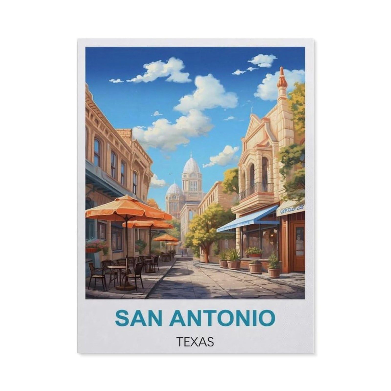 BEAYODKP DIY Diamond Painting，San Antonio Texas Vintage Travel Posters，Cross Stitch Full Drill 5D Embroidery Mosaic Wall Decor Art（30 x 40 cm/11.81 x 15.74 inches）-CC15