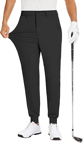 JWM Pantalones deportivos de golf elásticos para hombre con trabillas para cinturón, ajuste delgado, tobillo cónico, casual, para trabajo, atlético,