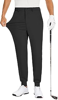 JWM Men's Stretch Golf Joggers Pants with Belt Loops - Slim Fit Tapered Ankle Casual Work Athletic Dress Jogger Zipper Pocket