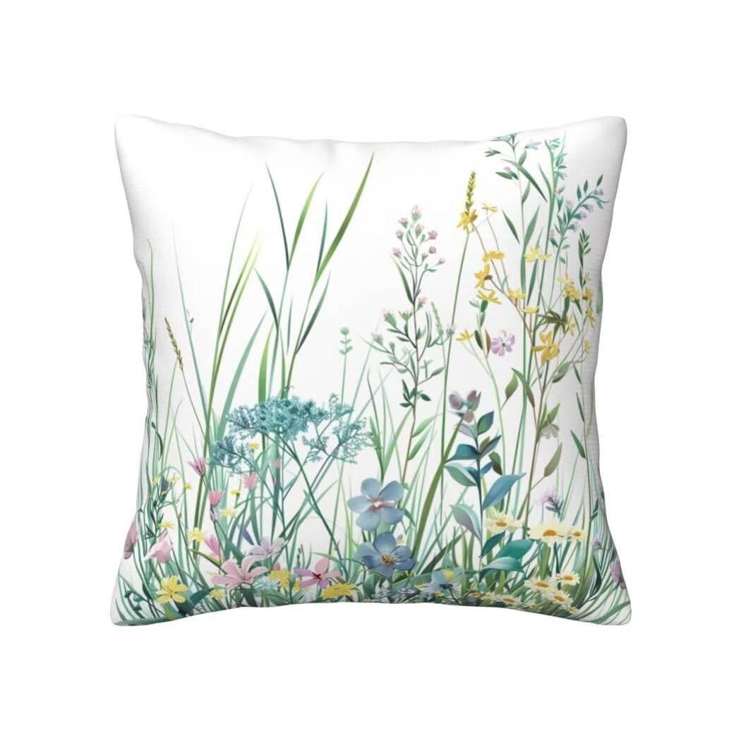 Poszewka na poduszkę z dzikimi kwiatami 60 x 60 cm poszewka na poduszkę miękka aksamitna poduszka dekoracyjna na sofę, 4 sztuki poszewki na poduszki z ukrytym zamkiem błyskawicznym dekoracja do domu