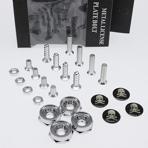 Miniatura 6 de Kit de fijación de tornillos para matrícula, 4 tornillos personalizados con cubiertas para sujetar placas o marcos de automóviles y motocicletas, el