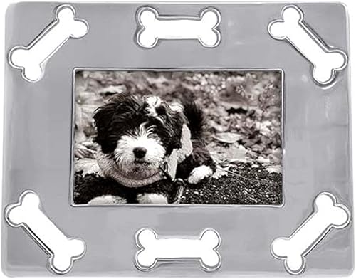 Mariposa Borde abierto para huesos de perro, marco de 4 x 6 pulgadas, color plateado