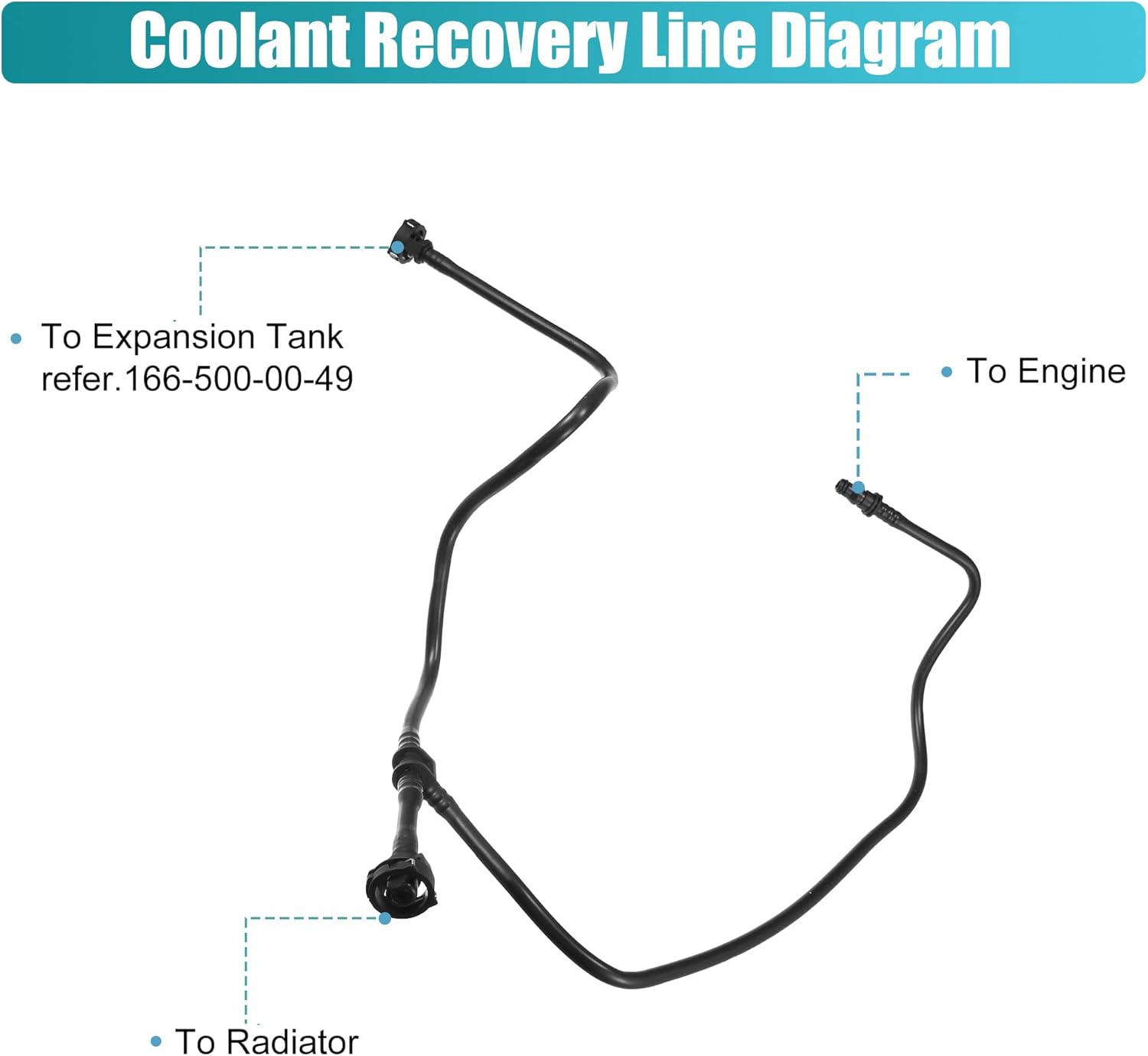 166-500-02-91 166-500-10-91 Radiator Hose Coolant Reservoir Hose for Heater Hose Mercedes-Benz GL450 GL550 GLS550 ML550 ML63 2012-2019 Expansion Tank Hose Coolant Recovery Hose