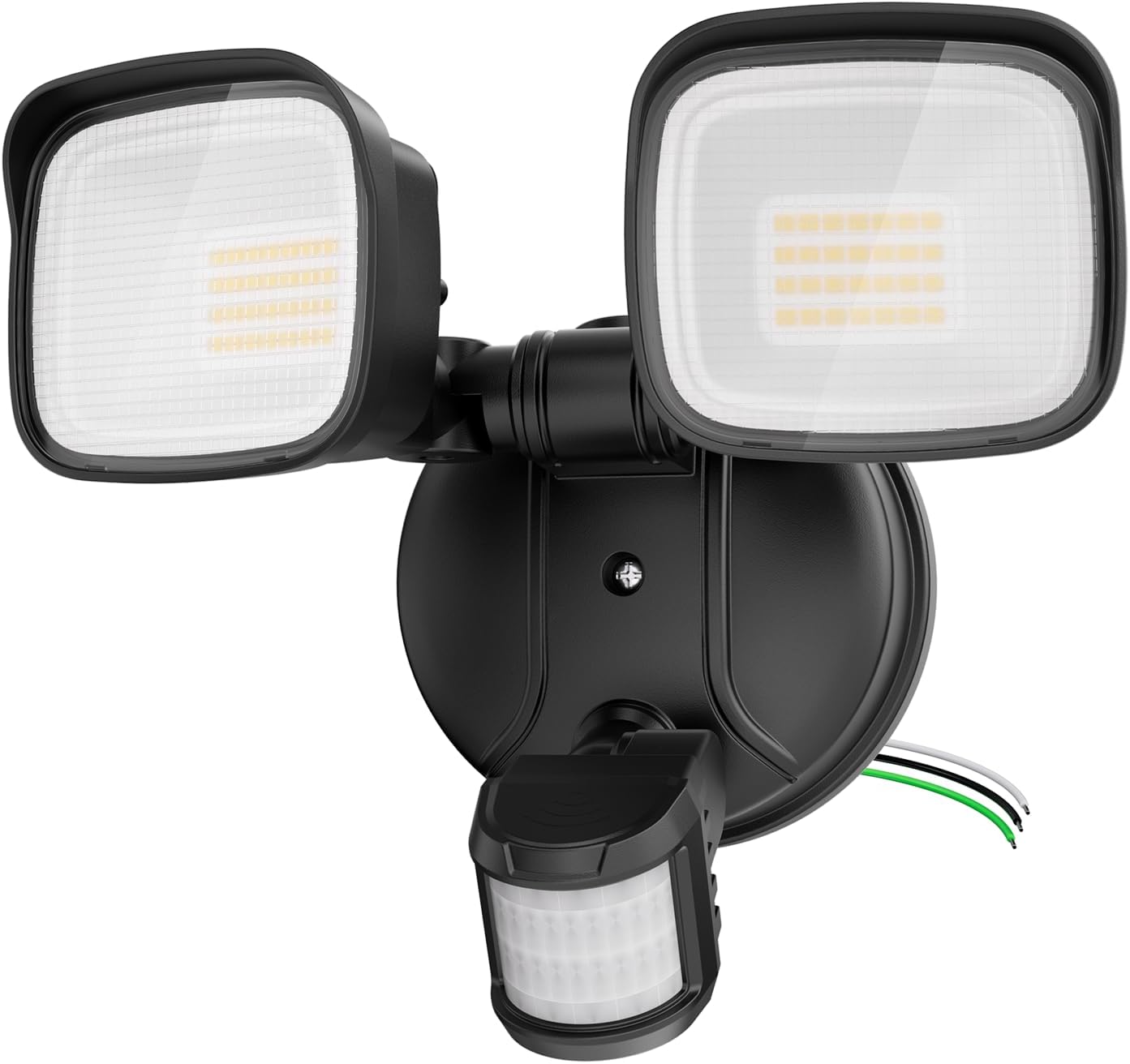 35W Motion Sensor Outdoor Light, 3500LM 2 Head LED Flood Light, Dusk to Dawn Hardwired Security Light, IP65 Waterproof, 6500K Daylight for Garage, Yard, Driveway, Black