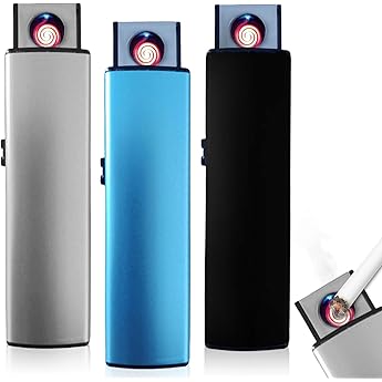 Pack of 3 Windproof Lighter Electronic Lighter USB Lighter Arc Lighter Double-Sided Ignition USB Lighters Rechargeable for Kitchen Barbecue Camping