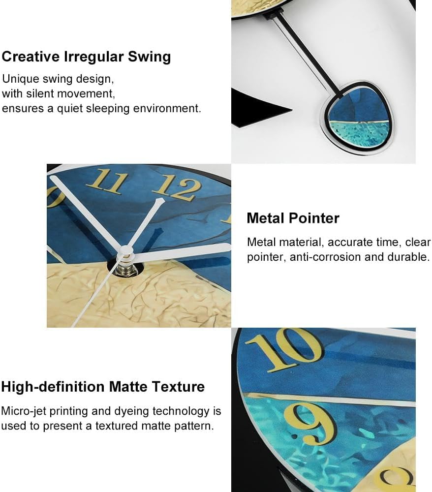 homary 24.8" Modern Wall Clock Acrylic Non Ticking Pendulum Wall Clocks Battery Operated Multi-Color Decorative Clocks for Living Room Bedroom Kitchen
