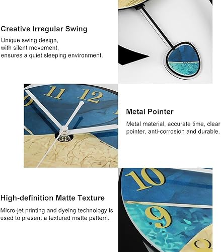 Miniatura 7 de homary Reloj de pared moderno de 24.8 pulgadas, de acrílico, sin tictac, con péndulo, funciona con pilas, relojes decorativos multicolor para sala