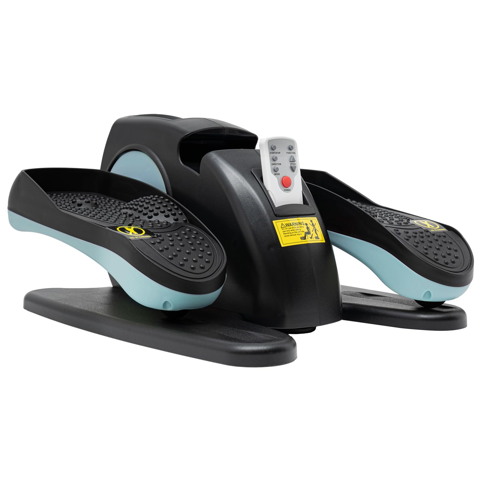 Mini Elektrischer Ellipsentrainer, Fußtrainer Elektrisch mit Anzeige und Fernbedienung, Motorisierter Beintrainer im Sitzen zur für Senioren und Erwachsene, Blau