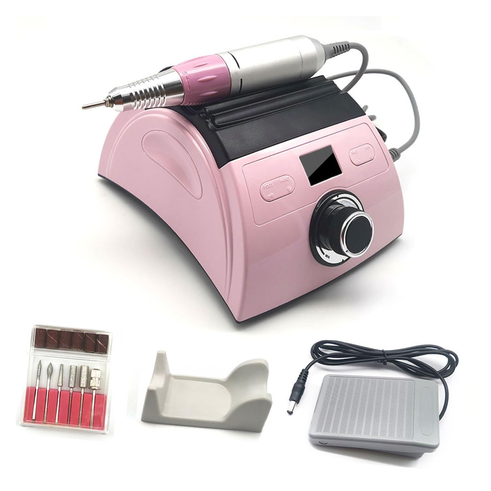 Elektryczna frezarka do paznokci, 30000 obr./min profesjonalna elektryczna wiertarka do paznokci tokarka wyświetlacz LED maszyna do manicure z wymiennym wiertłem do paznokci Nail Art Equipment(Pink)