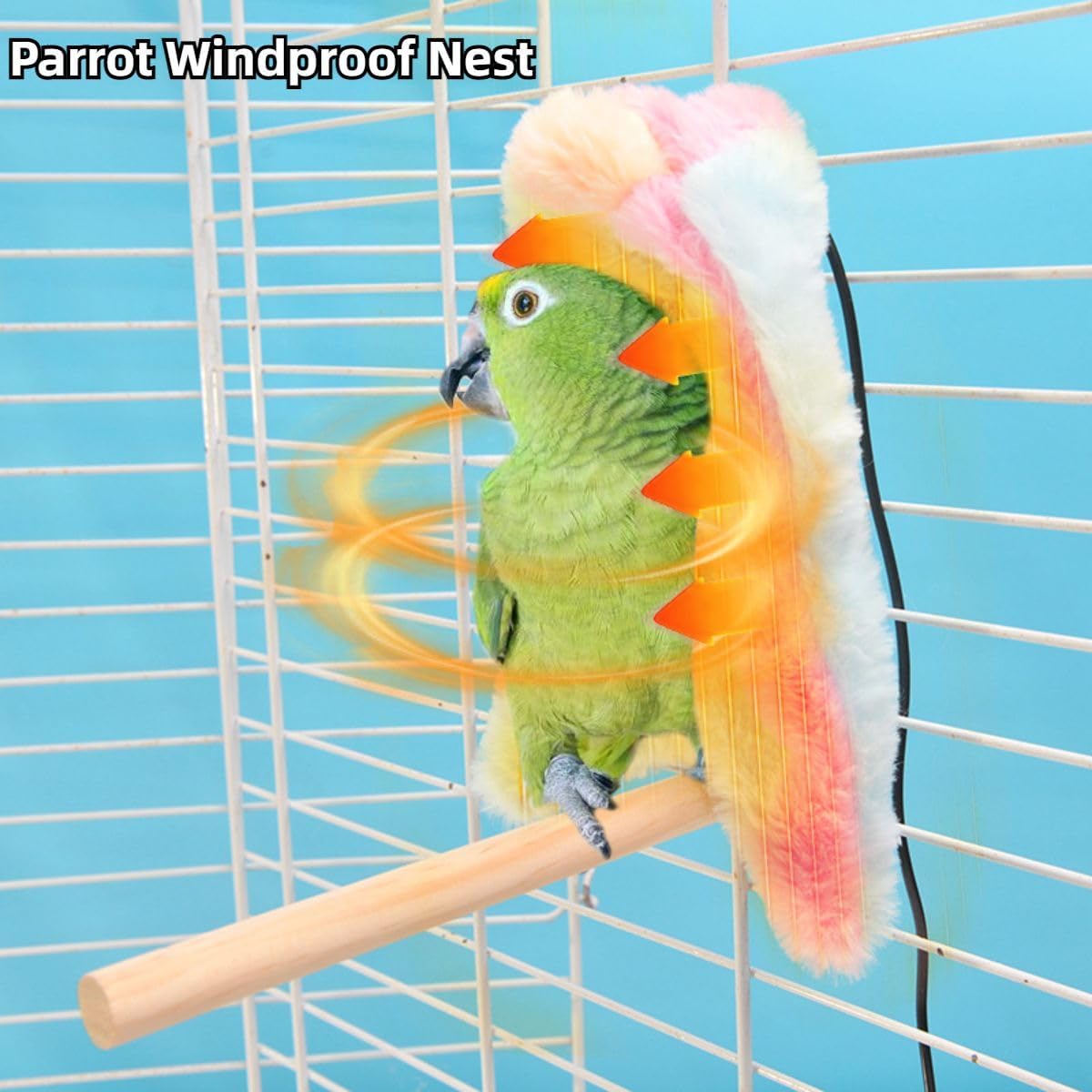 USB Rechargeable Self-Heating Corner Fleece Bird Blanket for Cage, Cozy Bird Bed Warmer Parrot House Cage Hanging Hammock Toy, Small Animals Shelter Plush Bedding (L)