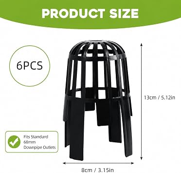 6PCS Gutter Pipe Leaf Guard, Gutter Balloon Outlet Guards, Plastic Drain Protector to Stop Leaves and Better Water Drainage Fits 68mm Pipes