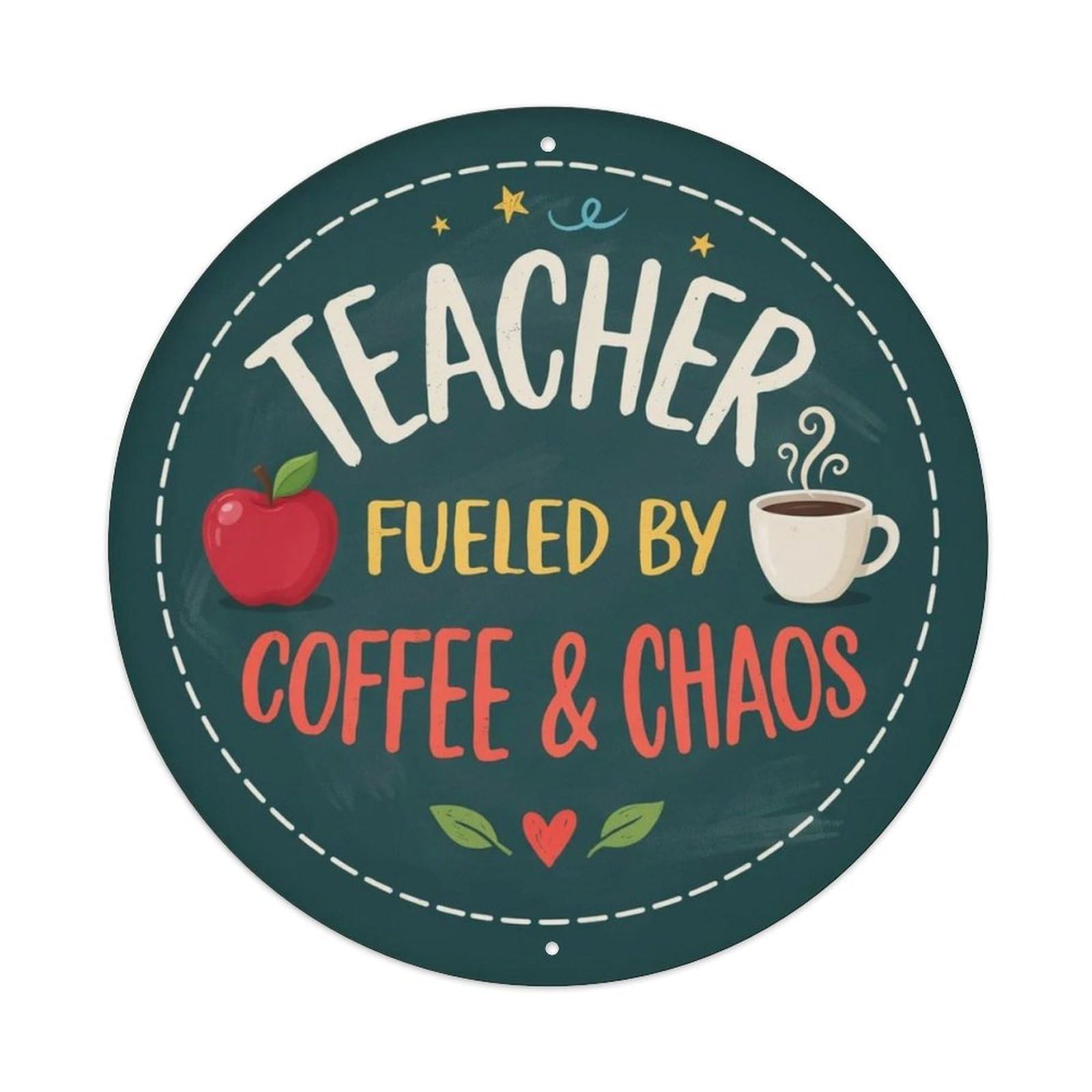 Teacher Fueled By Coffee Metal Tin Sign Plaque