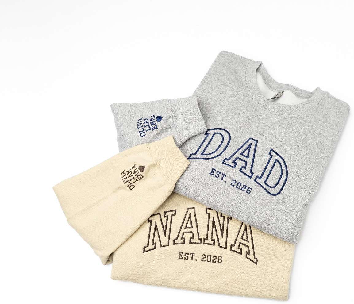 Custom Embroidered DAD Sweatshirt with Kids’ Names on Sleeve – Personalized Gift for Fathers – Father’s Day Apparel – New Dad Embroidered Hoodie – Special Name Family Clothing - Image 3