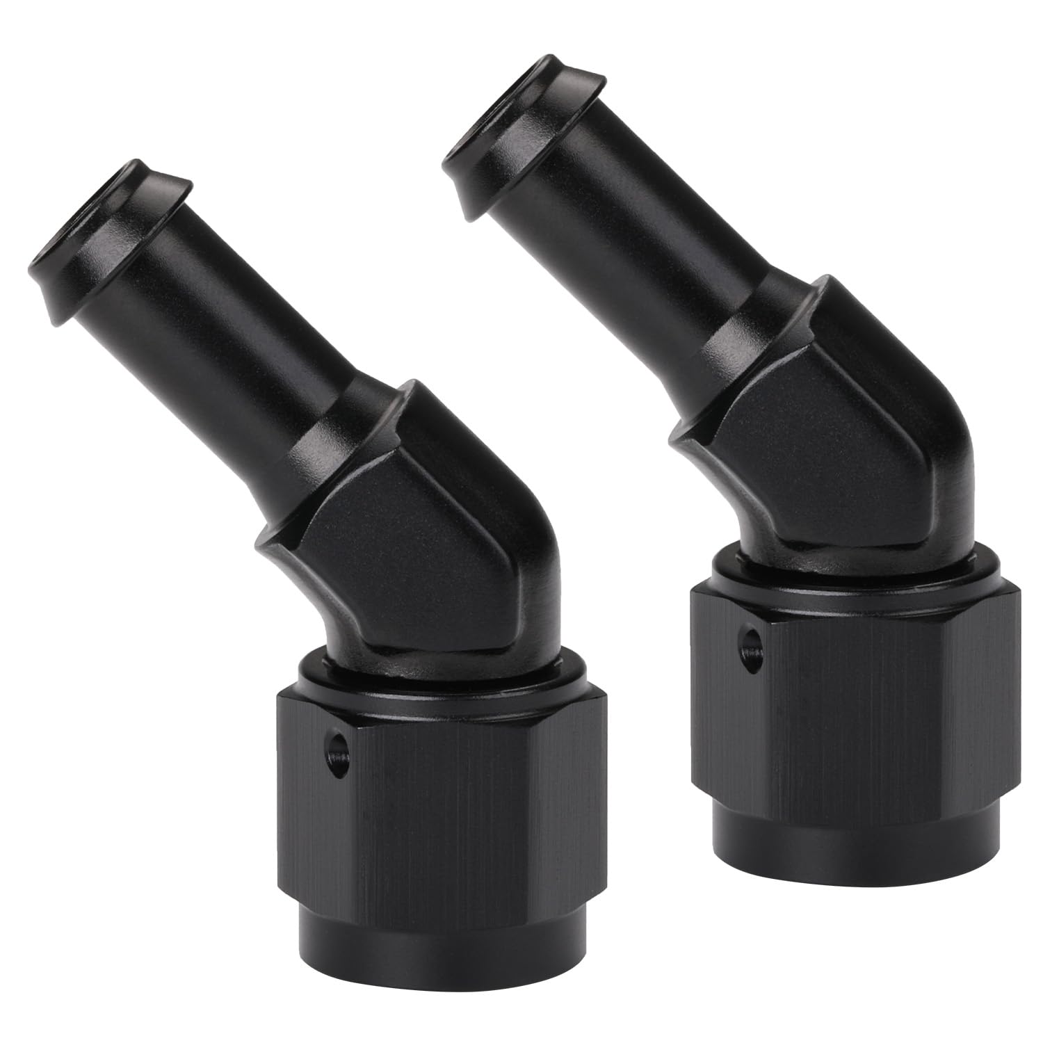 Photo 1 of Podavelle 6AN Female to 3/8 Barb 45 Degree Hose Fitting Adapter Swivel Aluminum Black 2PCS