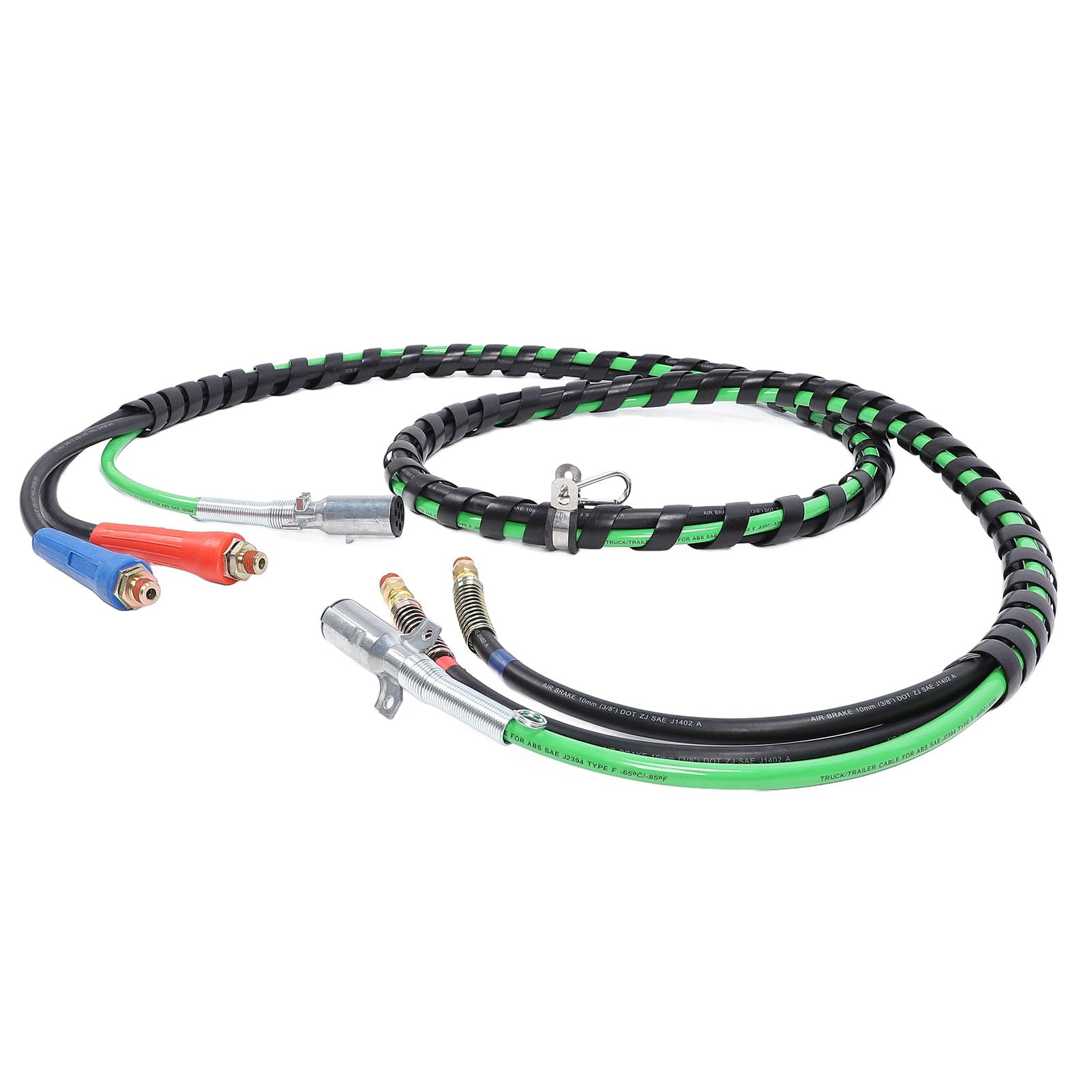 CHICIRIS Kit de Manguera de Línea de Aire de 15 Pies, Conector de 7 Vías, Líneas de Goma Premium para Integración de Semirremolques y Tractores