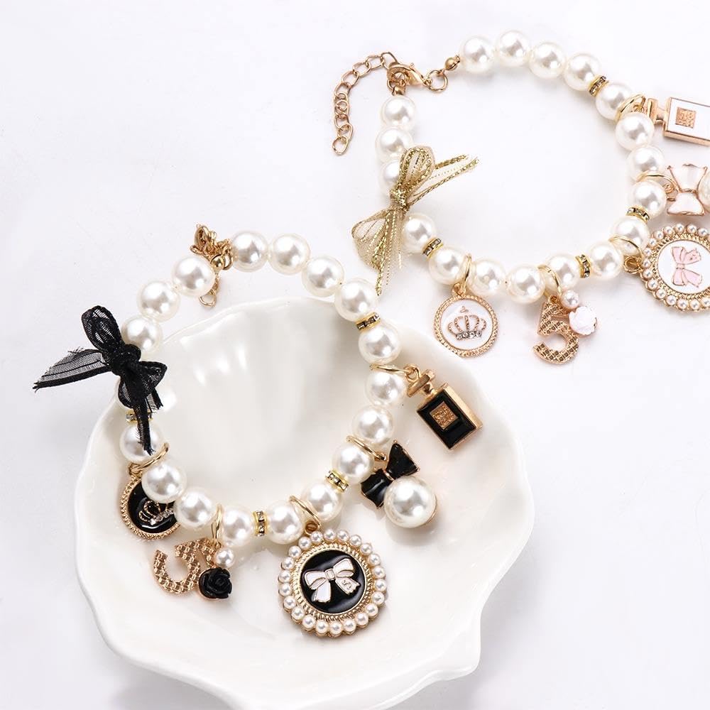 Collana di cane di perle per cani di piccola taglia gatti cucciolo Bling cucciolo collare di nozze gioielli Chihuahua Yorkie Bichon Costume accessori per animali domestici
