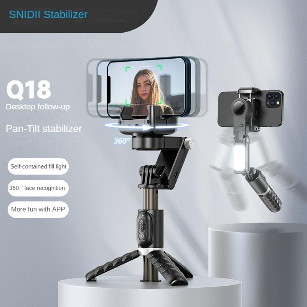 Stabilizator aparatu do iPhone'a Selfie Stick Panoramiczny dalszy stabilizator zapobiegający wstrząsom ręczny stabilizator panoramiczny stabilizator obrotu/pochylenia na żywo światło
