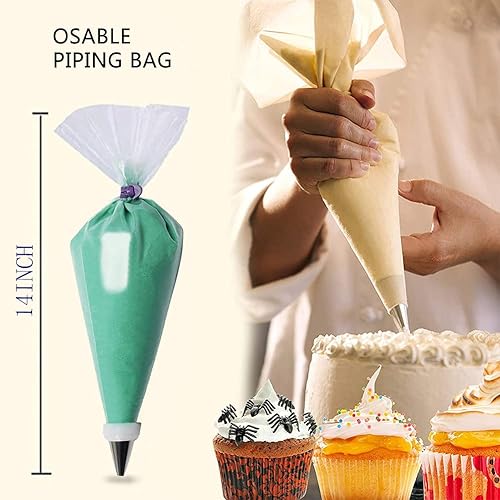 Miniatura 3 de Bolsas de tubería desechables  300 bolsas de glaseado gruesas de 14 pulgadas, bolsas de pastelería antiestallido, para glaseado de crema,