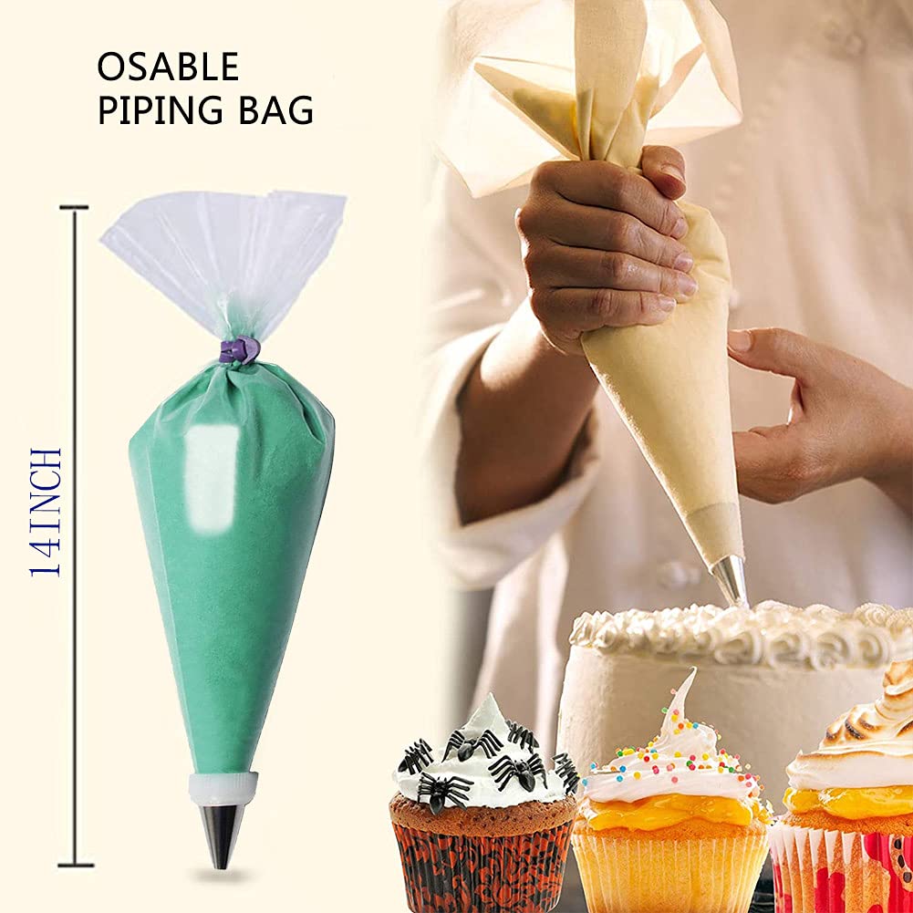 SOSTORE 200 bolsas pasteleras desechables, gruesas de 14 pulgadas, resistentes, antiexplosiones, para glaseado de crema, glaseado, galletas, decoración de pasteles