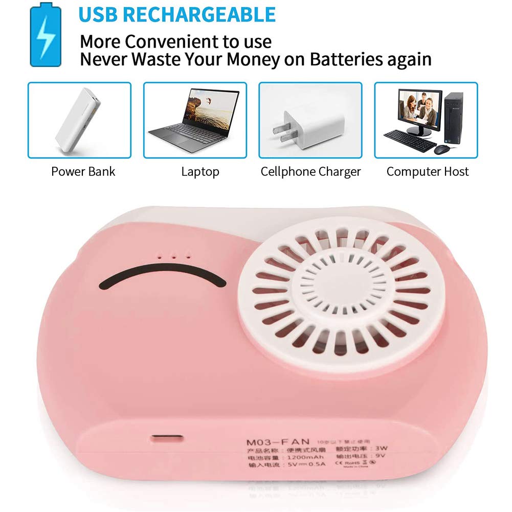 JAWSEU Ventilatore Portatile, Mini Ventilatore a Mano Ricaricabile USB Ventole Palmare 3 velocità Regolabili, Ventilatore Silenzioso Simpatico Astronauta Ventilatori per Casa, Ufficio, Viaggi, Picnic