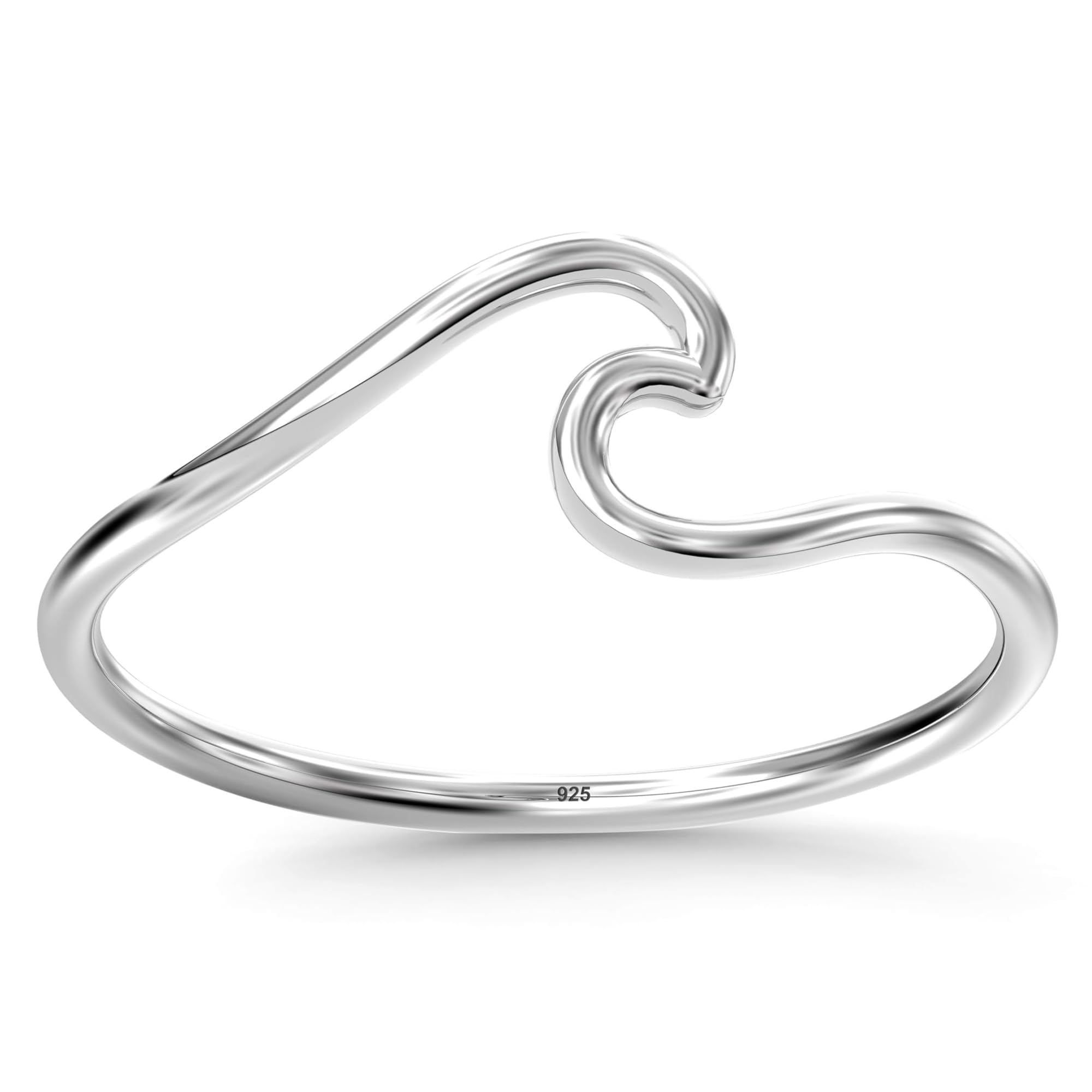 925 Sterling Silver BIS Hallmarked Plain Ocean Wave Ring for Women Lightweight Summer-Themed Design Statement Band Engagement Rings Gift for Her (Ring Size - Indian-12, US-6 No.)-image-8