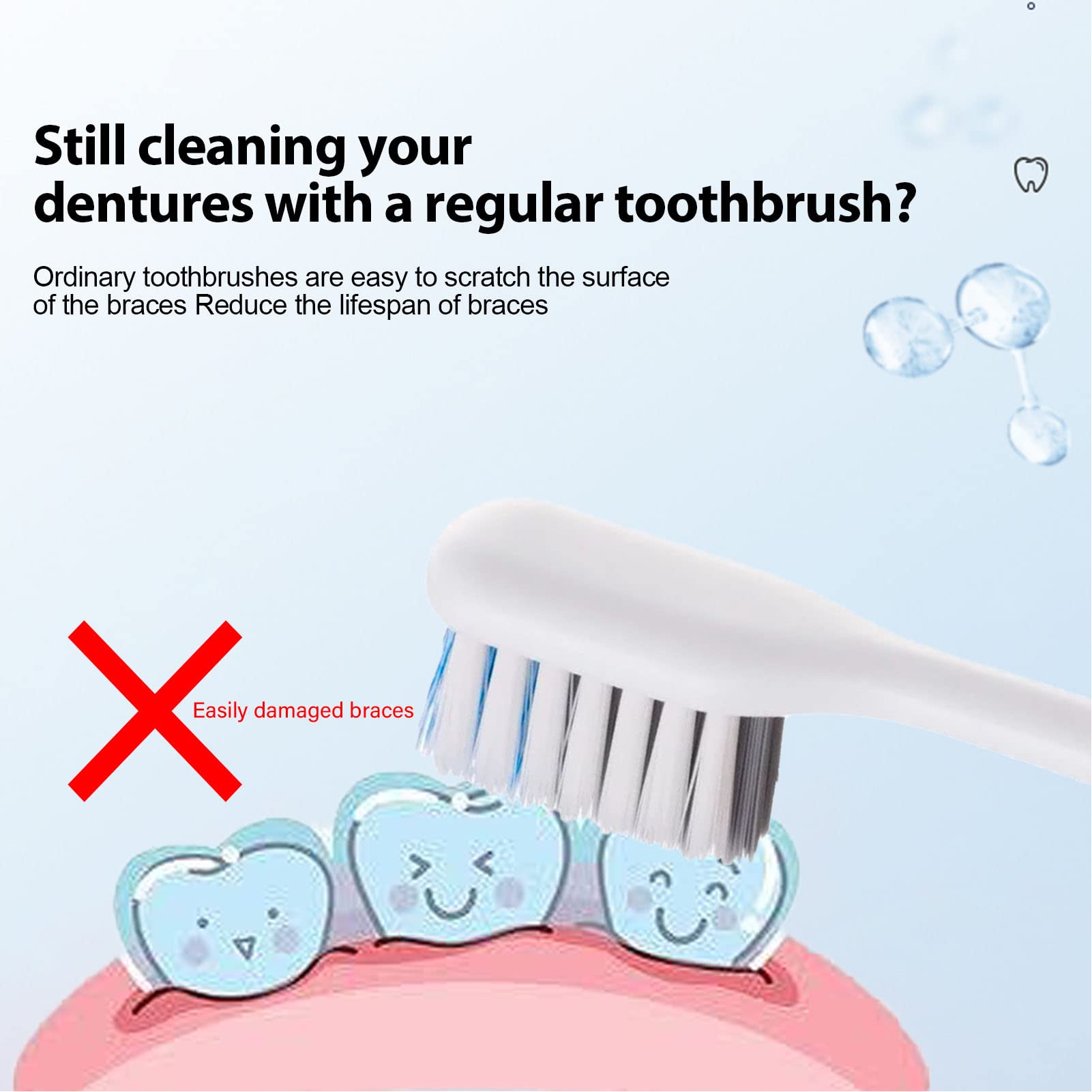 2 Uds 60ml Limpiador De Aparatos Dentales Limpiador De Retenedor De Fragancia Duradera Eliminación De Olores De Espuma Suero De Eliminación De Manchas De Dientes Falsos Para Alineadores Tirantes De Re