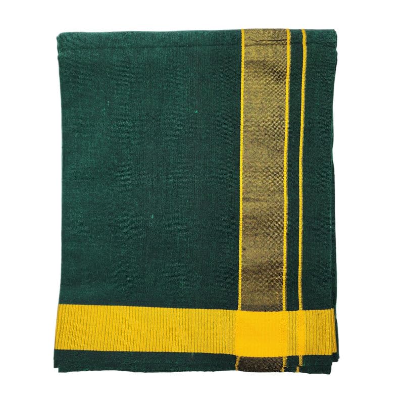 AMBIKA STORES Men's Kerala Style Cotton Dhoti With Gold Border/Length- 2.0mtr-image-12