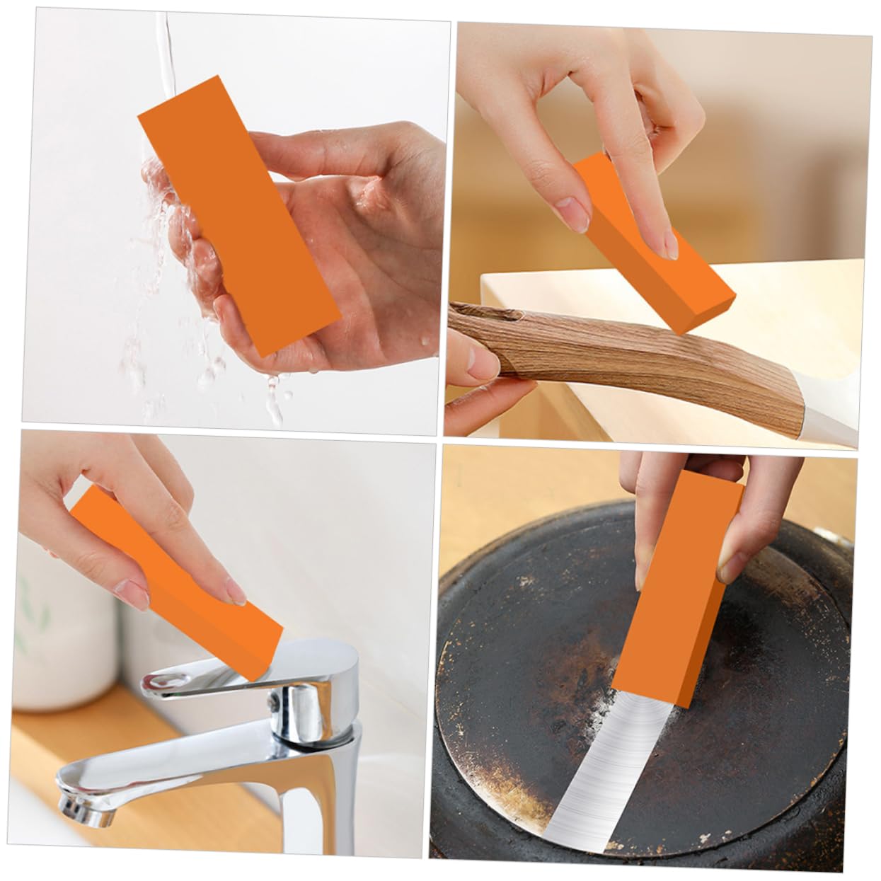 DECHOUS 4 Ensembles La Gomme Recharge Gomme D'évier Pouvoir Gomme De Nettoyage Poubelle Simple Dérouillant Domestique Effaceur De Taches en Acier Inoxydable Caoutchouc Orange 2 Pièces * 4