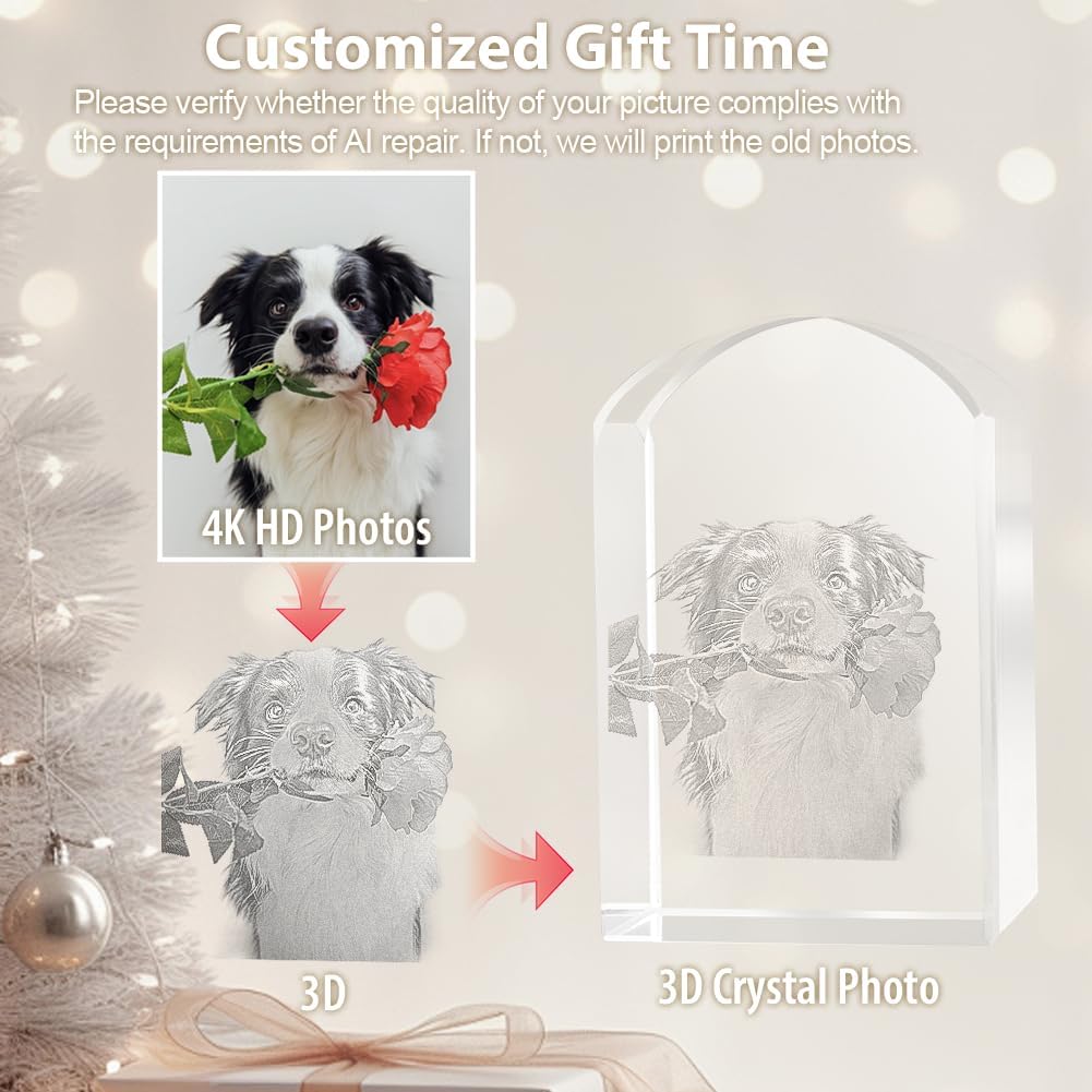 Dog Memorial Gifts - Personalized Memorial Gift for Dog, Cat, Animal Indoor, Custom Pet 3D Crystal Photo, Loss of Dog Cat Puppy Keepsake Bereavement Sympathy Gifts for Pet Lovers - Headstone - Image 4