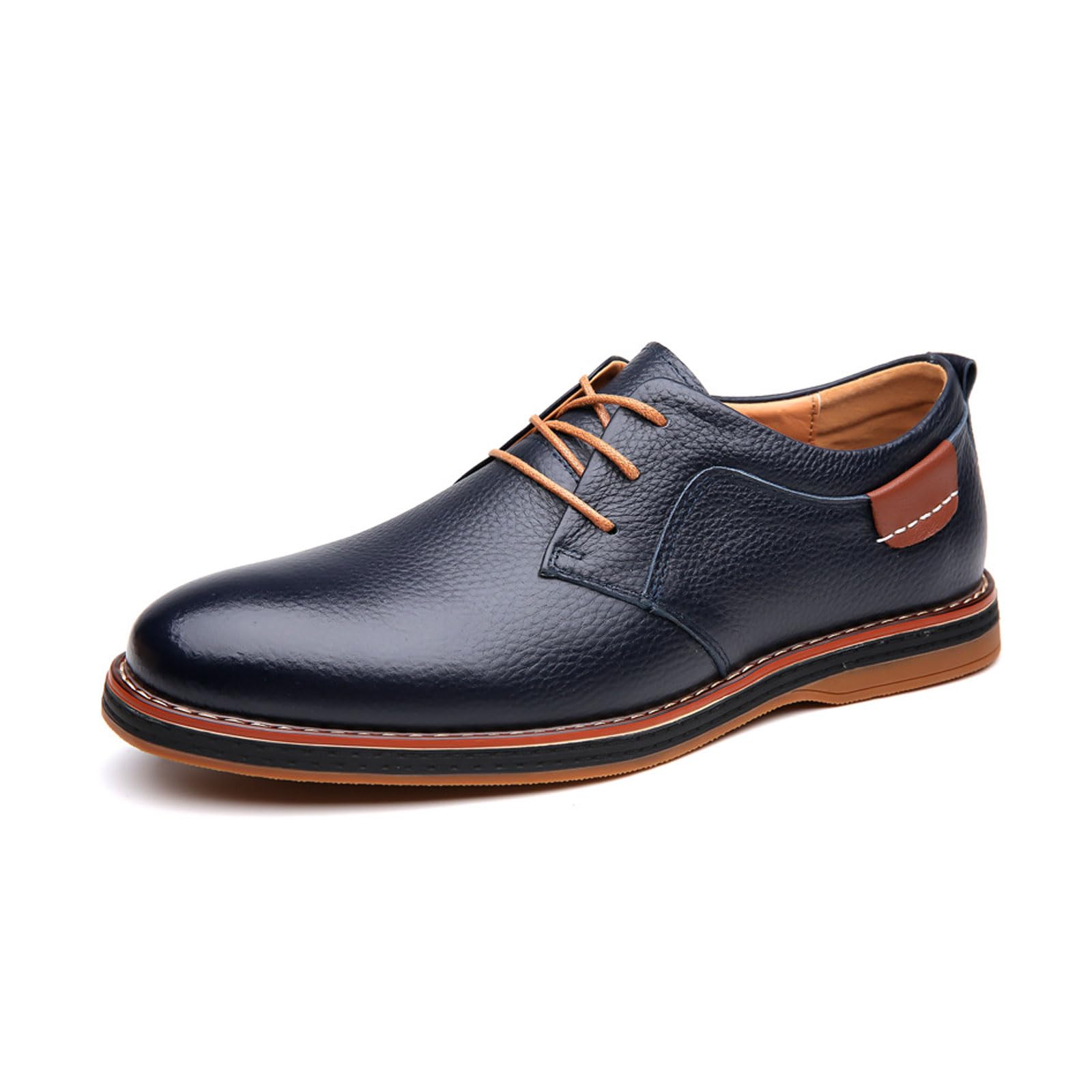 Retro Anzugschuhe Für Herren Derby Oxford Schnürhalbschuhe Business Schuhe Klassischer Arbeitsschuhe,Blau,42 EU