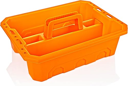 CANOPUS Bandeja de almacenamiento con agujeros funcionales, 2 unidades, organizador de limpieza de plástico con asa, organizador portátil,