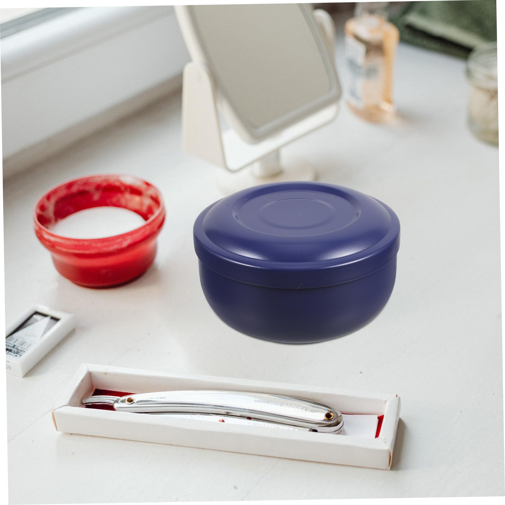 LIFKOME Men's Shaving Bowl Reusable Shaving Tool Stainless Steel Shave Cup Hair Shave Brush Bowl