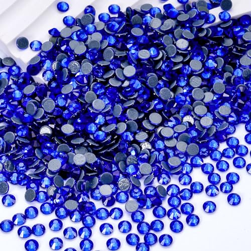 Image of Hotfix Rhinestones Bulk, 14400PCS Dark Blue Hot Fix Rhinestones for Clothes DIY Decoration Crafts, Dark Blue, SS10, 2.7-2.9mm