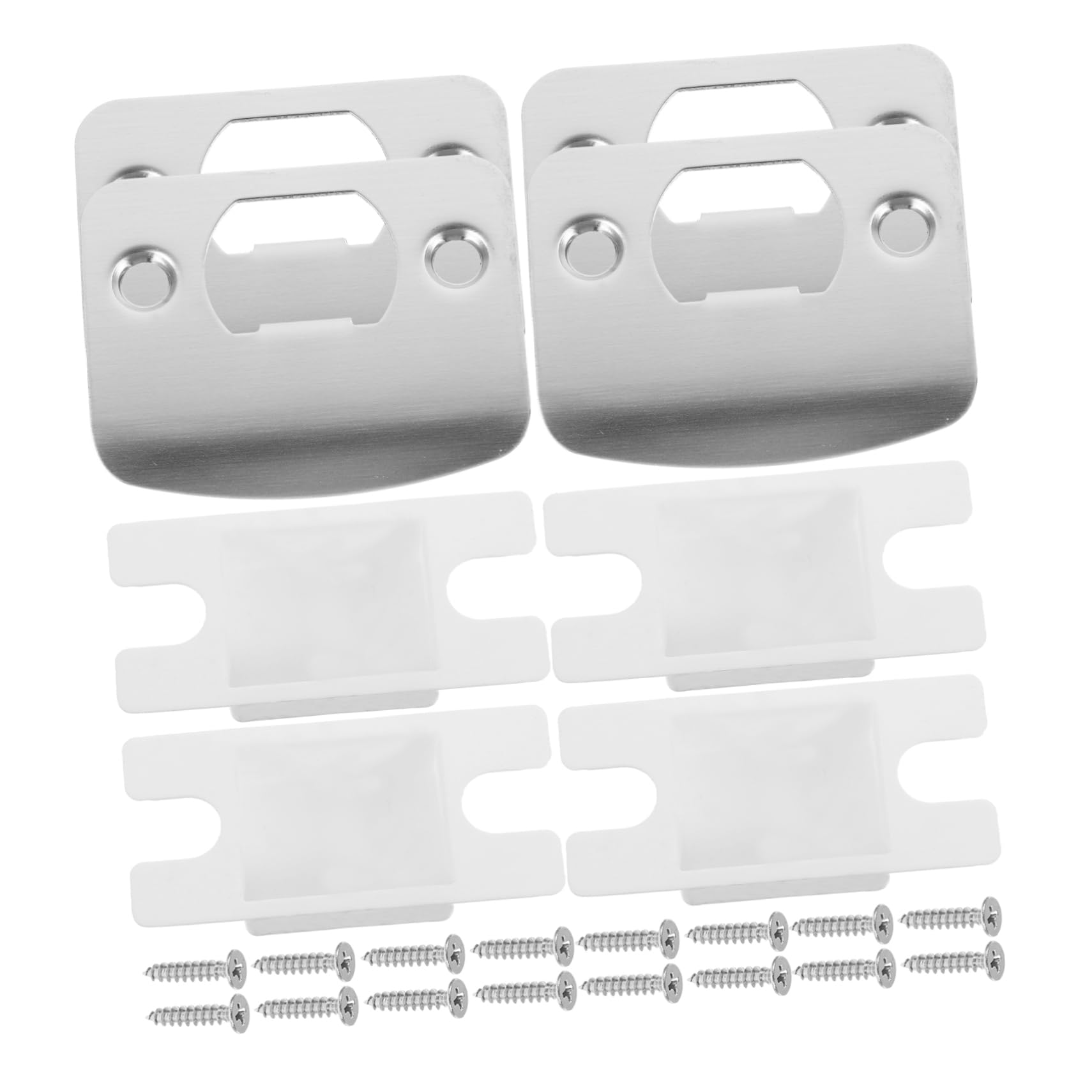 Tofficu 20 Ensembles Boucle à Ardillon Verrouillable Kit De Réparation en Métal Kit D'installation De Pêne Dormant Bouche-Trou Plaque De Renfort De Porte Gâche Acier Inoxydable Silver