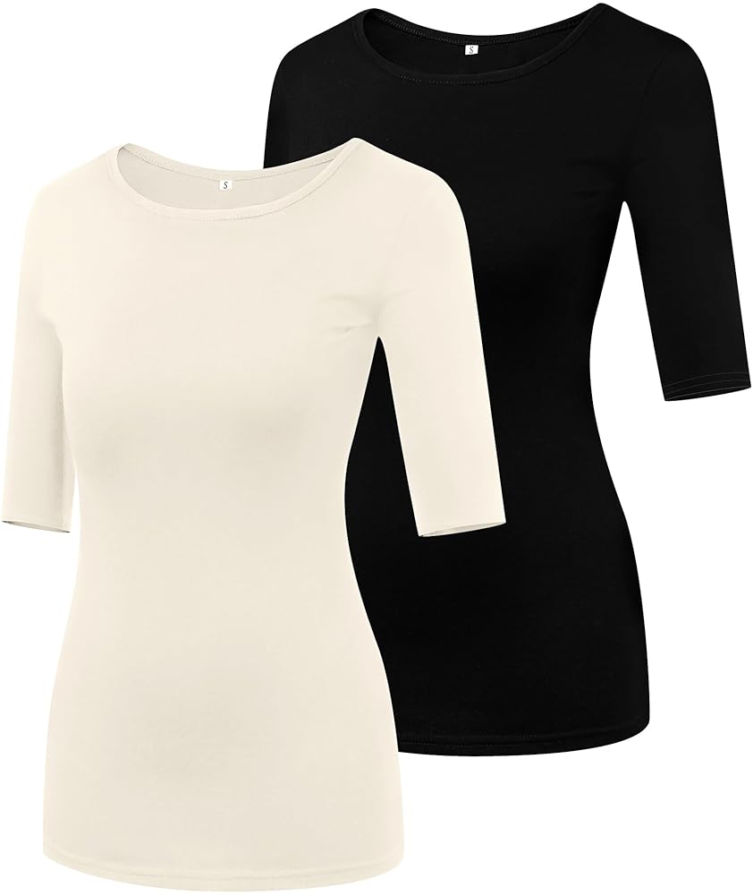 【2plan】[1+1] Round Basic Short Sleeve Tee Women's Circuit Short Sleeve Tee – Black Diamond
