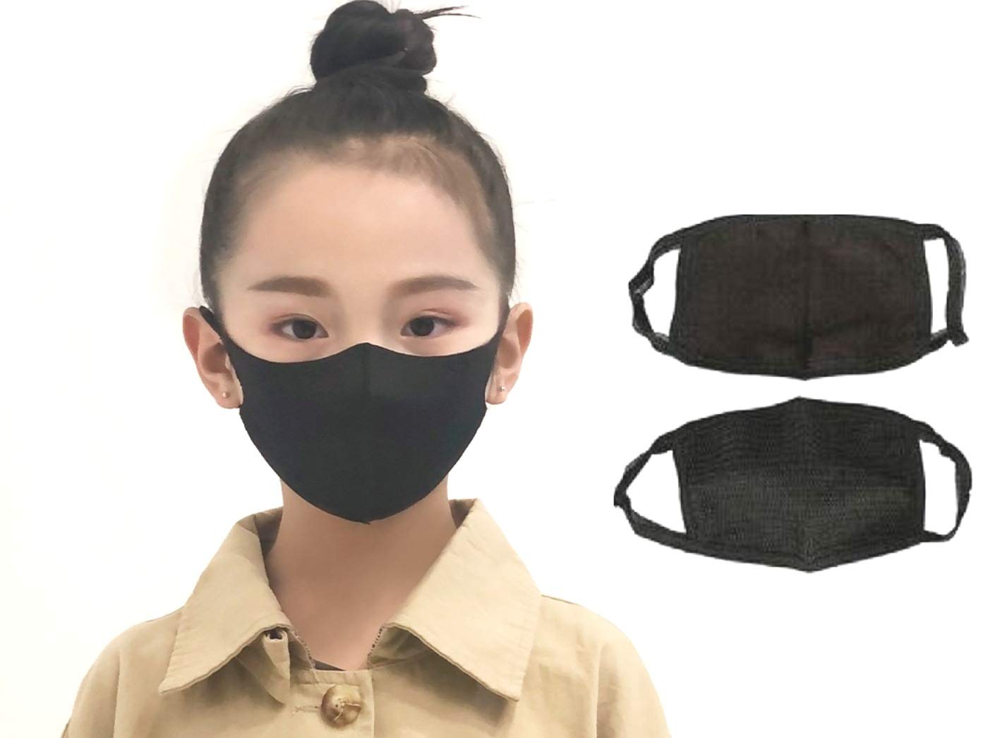 Infispace® Teenager's Washable & Reusable 3-Layered Protection Anti Pollution Black Cotton Face Mask for Dust & Allergy Protection (10-13 Years) (Pack of 2, Small)-image-46