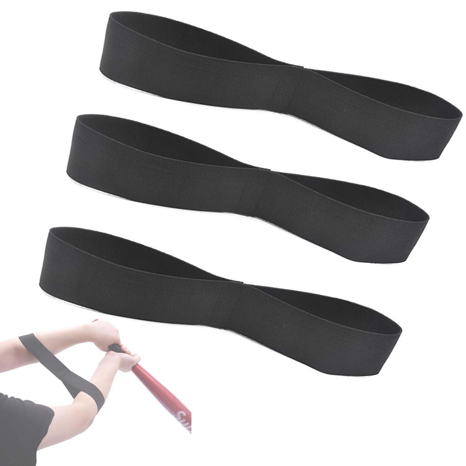 MaPctSy Baseball Batting Practice Swing Trainer, Baseball Training Aids for Hitting Aid, Elastic Wrist Bands Universal for All Age Beginners & Softball Players Black 3pcs