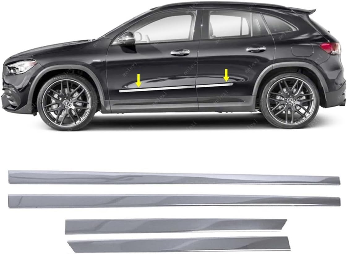MELEXI Chrome Side Door MOLDING 4 Door 4 PCS S.Steel Compatible with Mercedes GLA 2021 Onwards