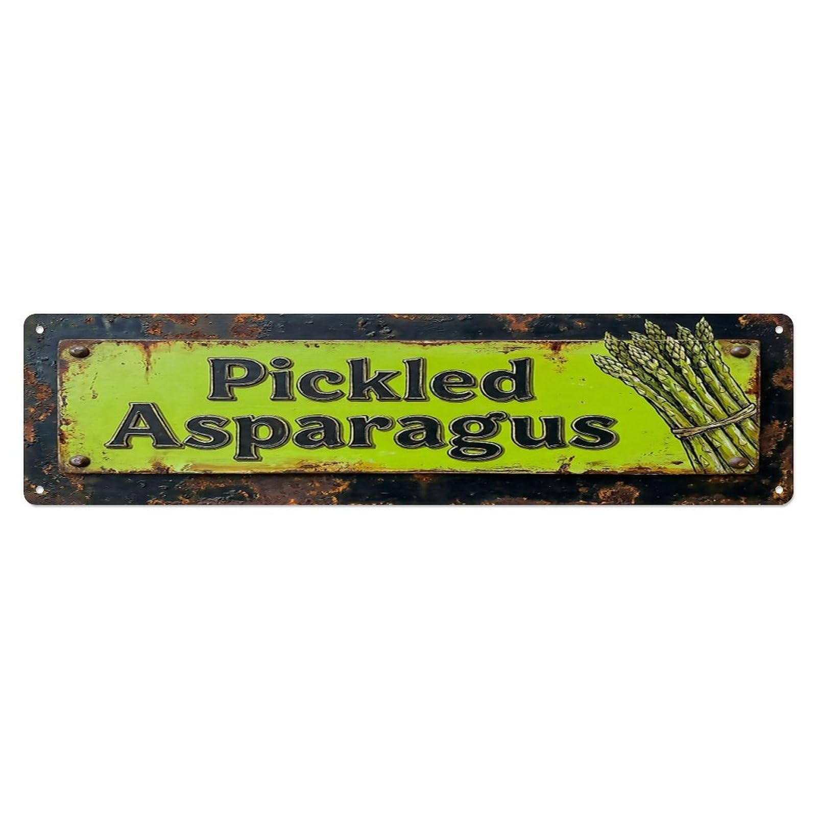 Vintage Pickled Asparagus Tender Farmhouse Metal Tin Sign