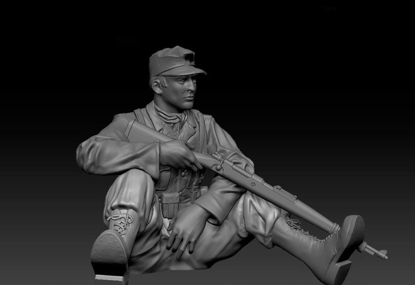 Figurine résine 1/16 homme assis à monter sans défaut de moulage