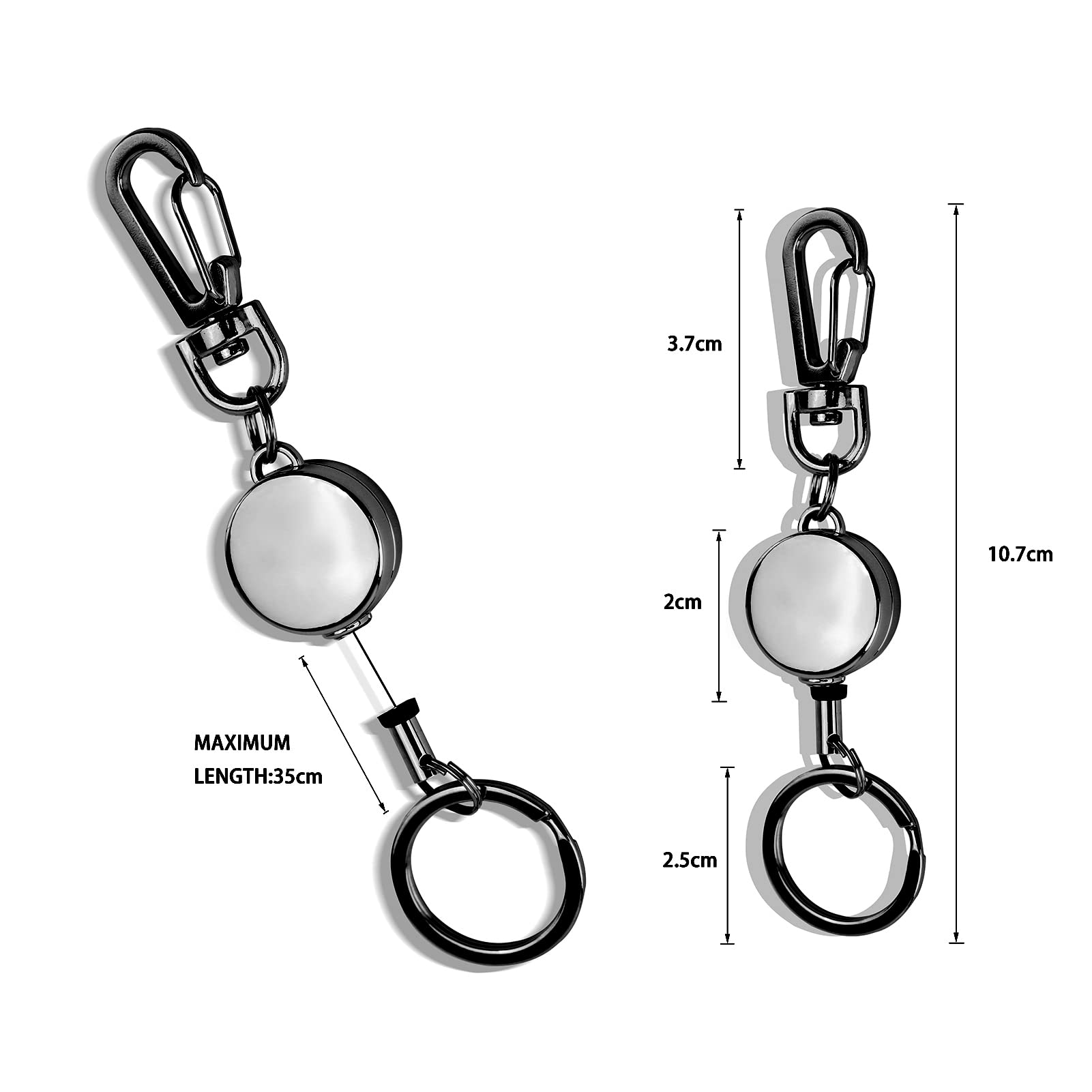 3 Pack Retractable Keychain, Retractable Badge Holder, Badge Reel for Id Card Holders Id Card Holder (Black) - Image 2